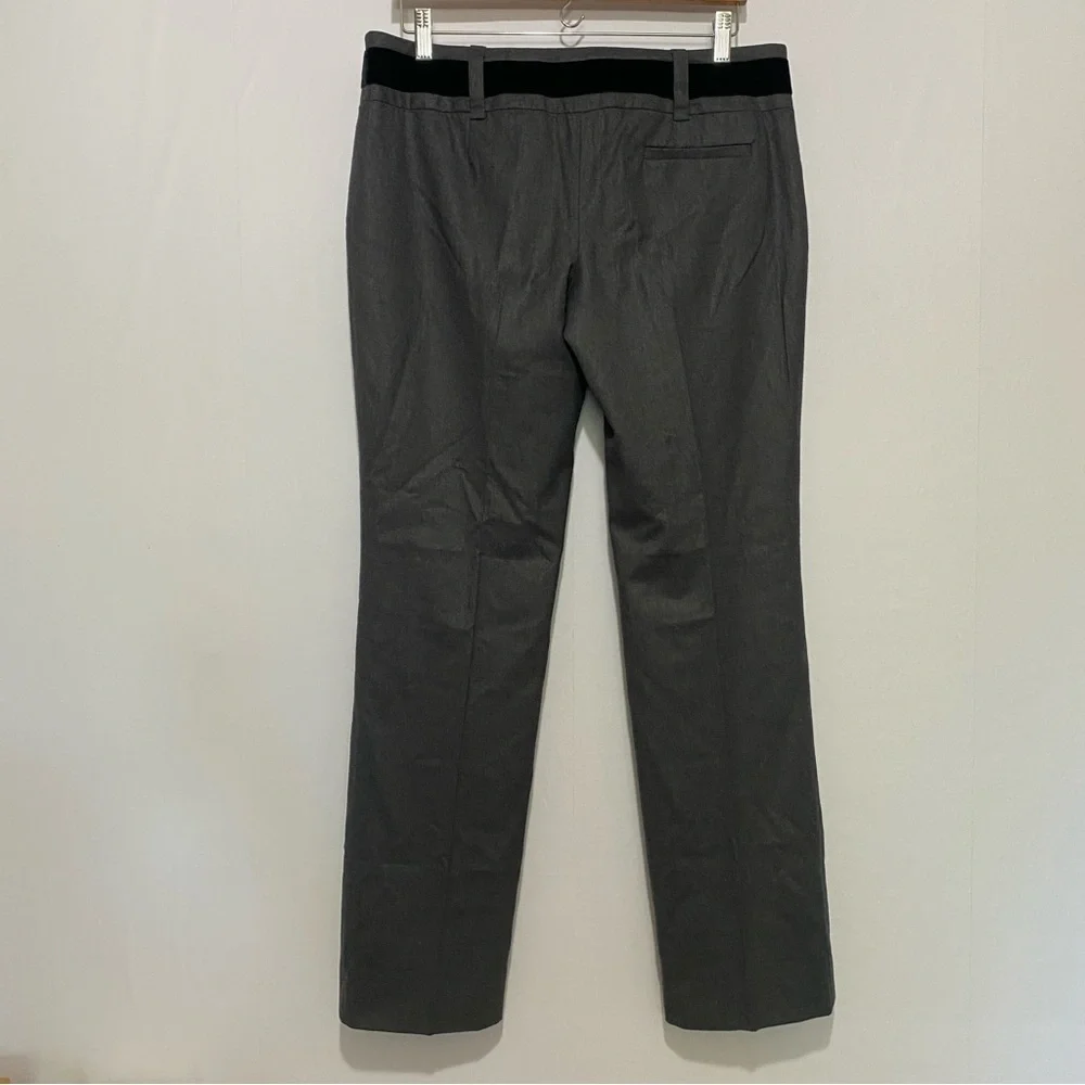 CELINE Gray Wool Trousers‎ Velvet Trim Tailored Pants 44 (US 12) Made in France